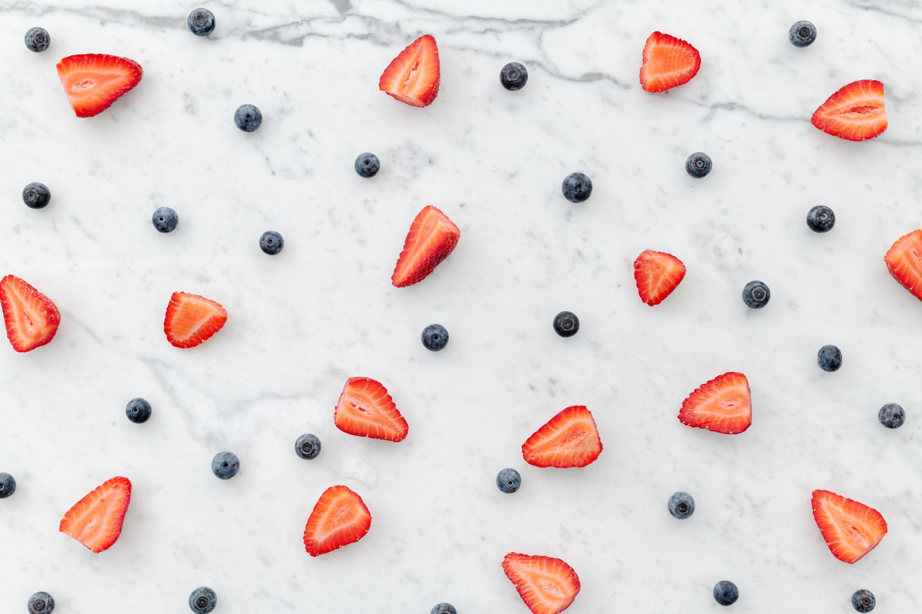 Fresh strawberries and blueberries