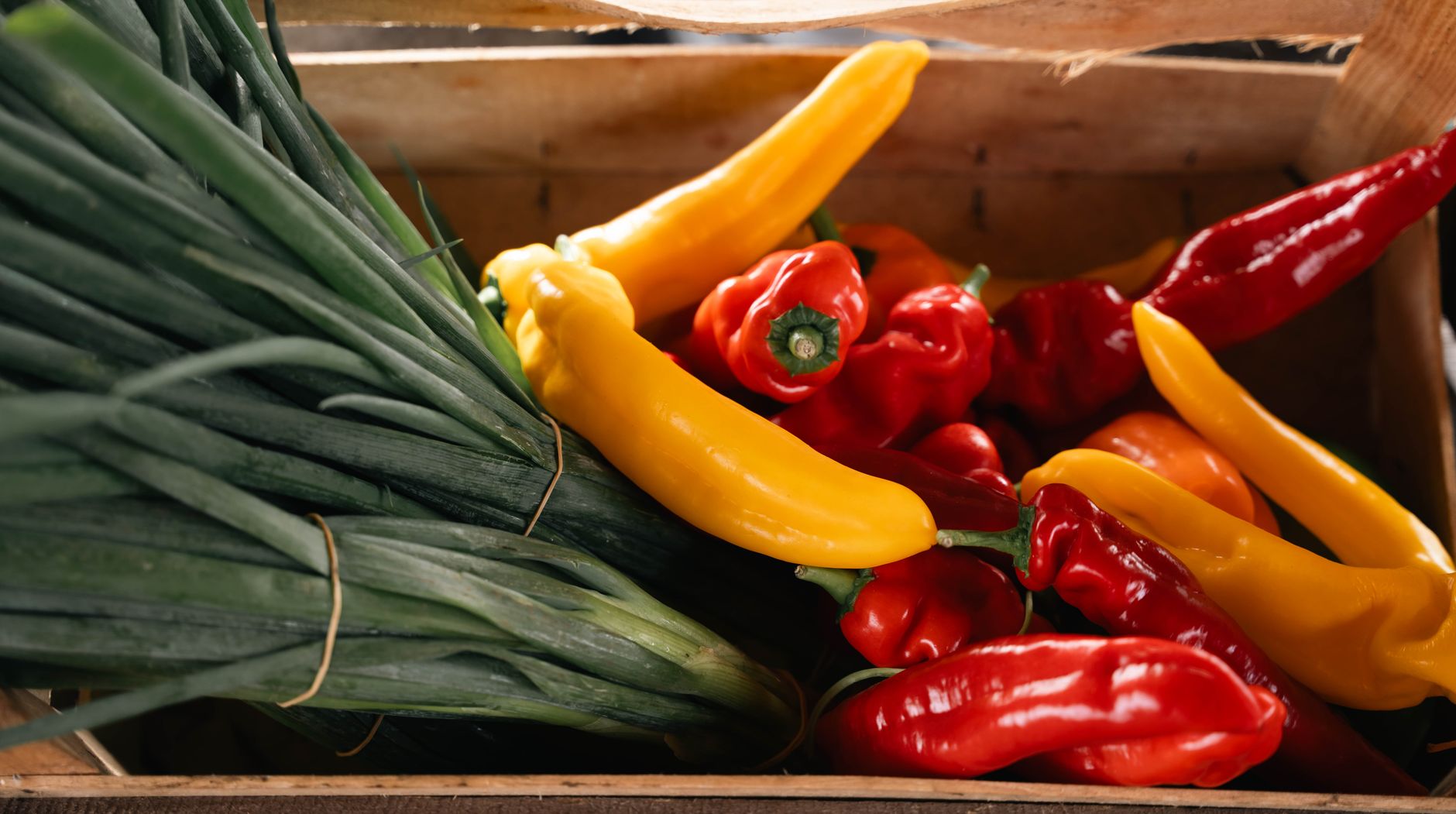 Crates of fresh mixed vegetables